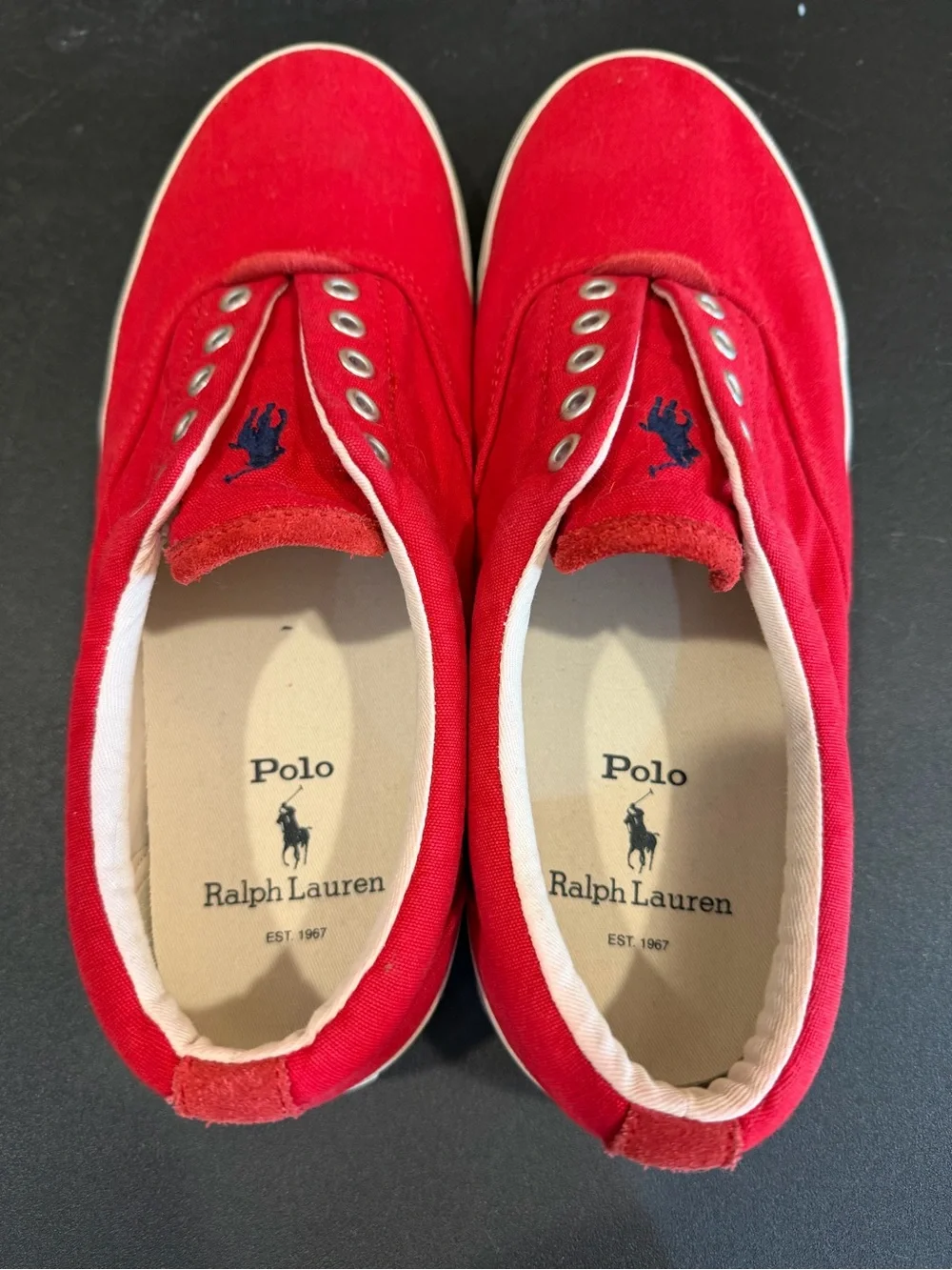 Polo by Ralph Lauren Red Canvas Boat or Deck Shoes Sz. 9